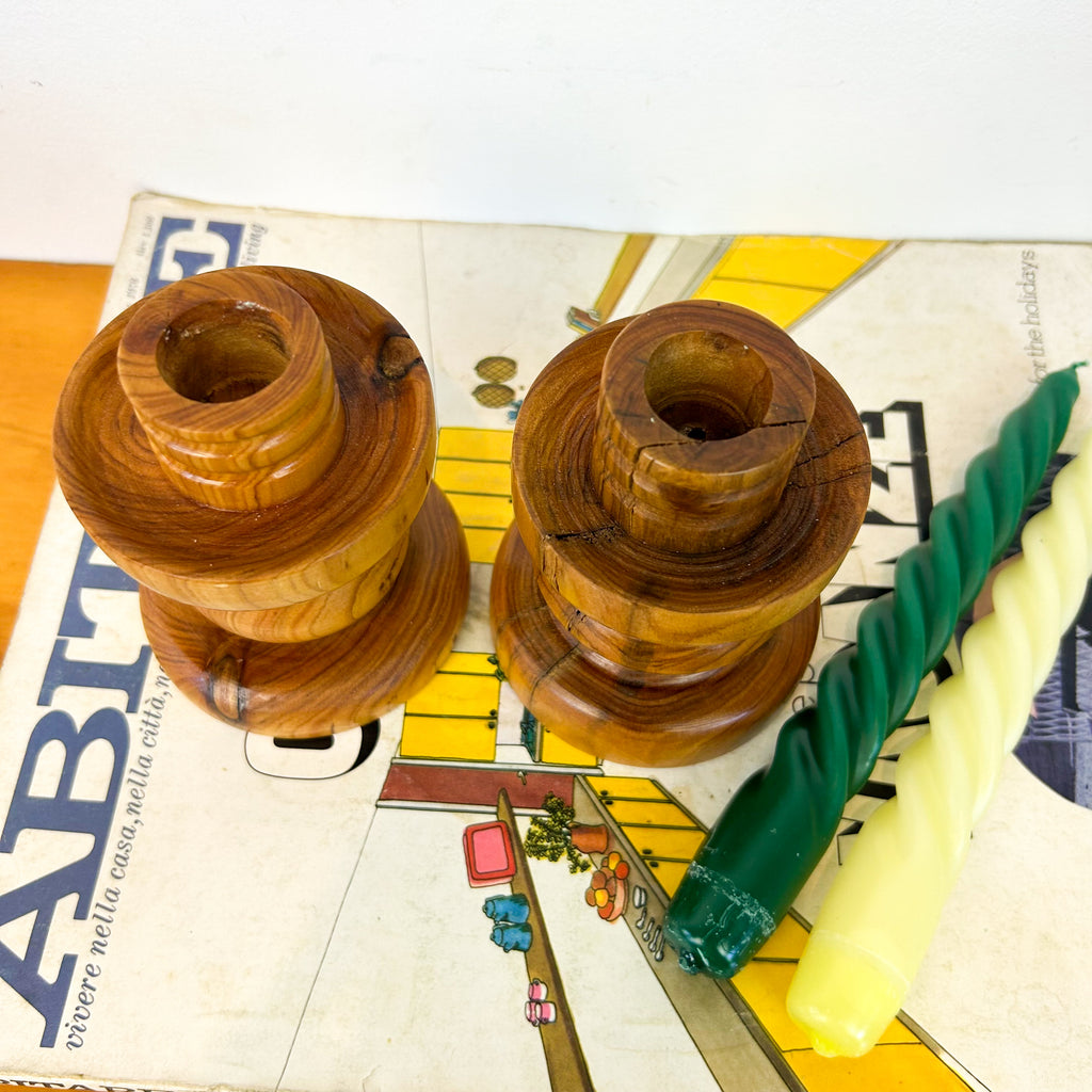 WOODEN CANDLE HOLDERS - HEY JUDE WORKSHOP • Vintage furniture & objects Melbourne