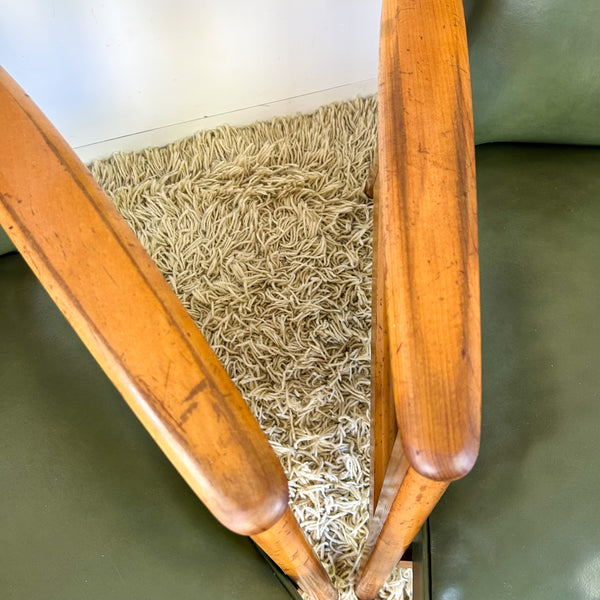 MID CENTURY GREEN VINYL ARMCHAIRS