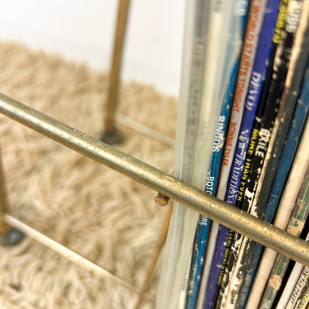 BRASS VINYL RECORD RACK - HEY JUDE WORKSHOP • Vintage furniture & objects Melbourne
