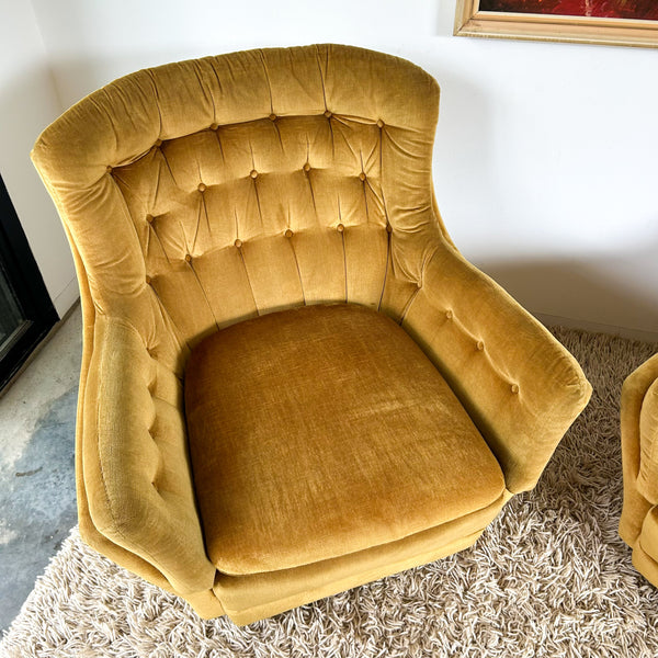 GOLD VELOUR ARMCHAIRS