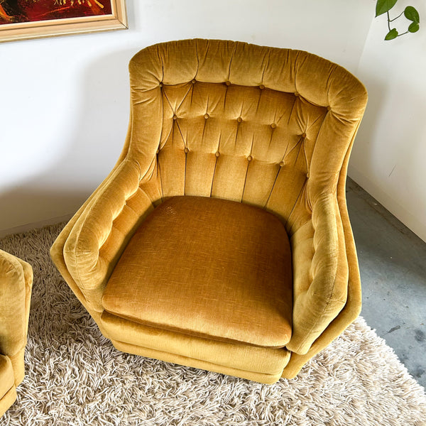 GOLD VELOUR ARMCHAIRS