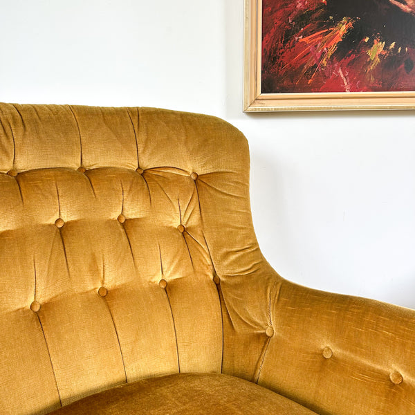 GOLD VELOUR ARMCHAIRS