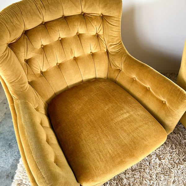 GOLD VELOUR ARMCHAIRS