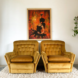 GOLD VELOUR ARMCHAIRS