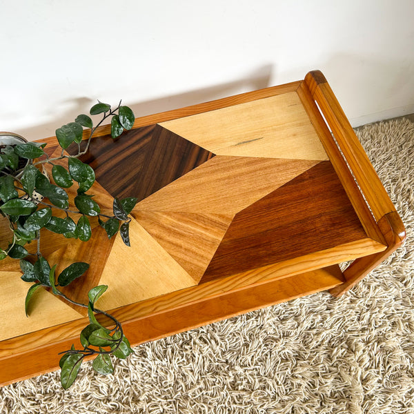 PINE INLAID COFFEE TABLE