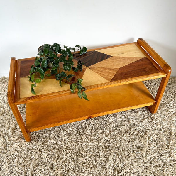 PINE INLAID COFFEE TABLE