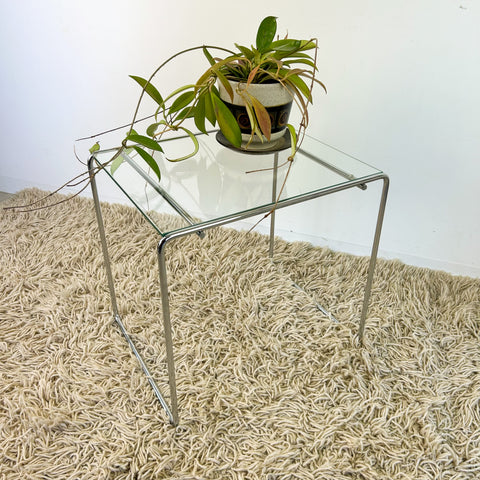 CHROME & GLASS SIDE TABLE