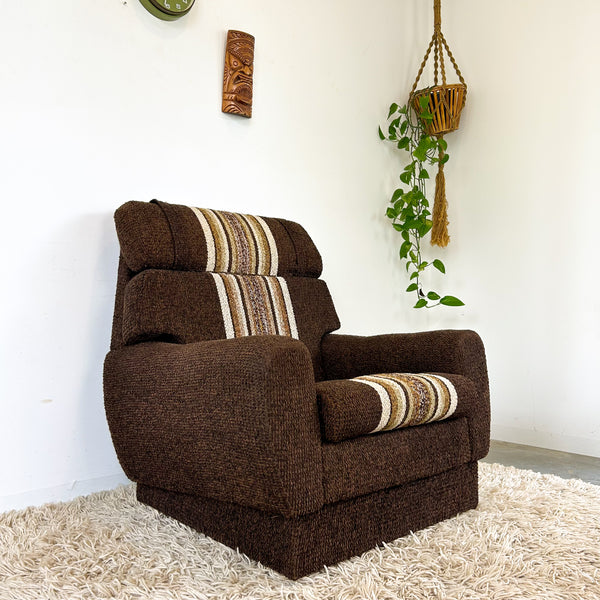 BROWN STRIPE ARMCHAIR