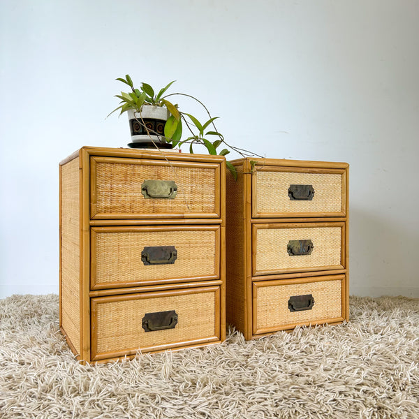 CANE BEDSIDE DRAWERS - HEY JUDE WORKSHOP • Vintage furniture & objects Melbourne