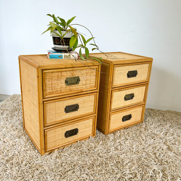 CANE BEDSIDE DRAWERS - HEY JUDE WORKSHOP • Vintage furniture & objects Melbourne