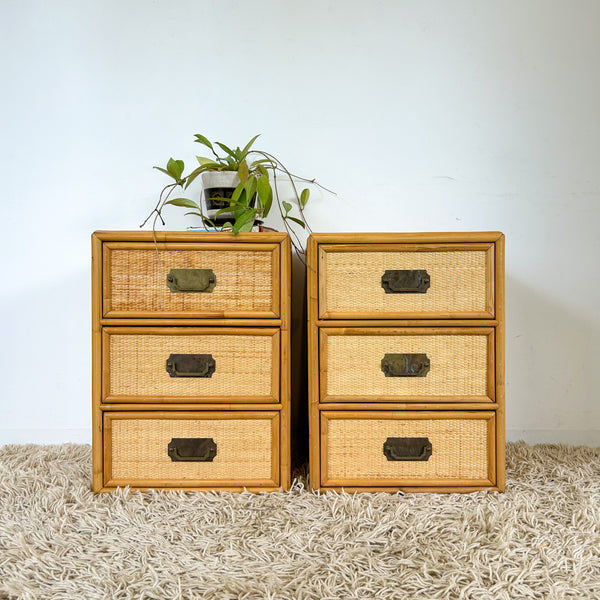 CANE BEDSIDE DRAWERS - HEY JUDE WORKSHOP • Vintage furniture & objects Melbourne