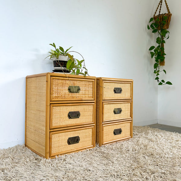CANE BEDSIDE DRAWERS - HEY JUDE WORKSHOP • Vintage furniture & objects Melbourne