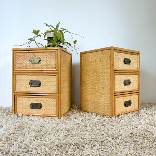CANE BEDSIDE DRAWERS - HEY JUDE WORKSHOP • Vintage furniture & objects Melbourne
