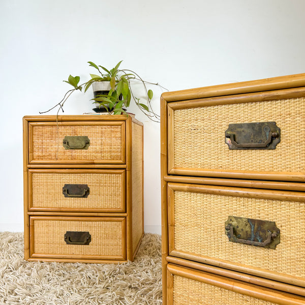 CANE BEDSIDE DRAWERS - HEY JUDE WORKSHOP • Vintage furniture & objects Melbourne