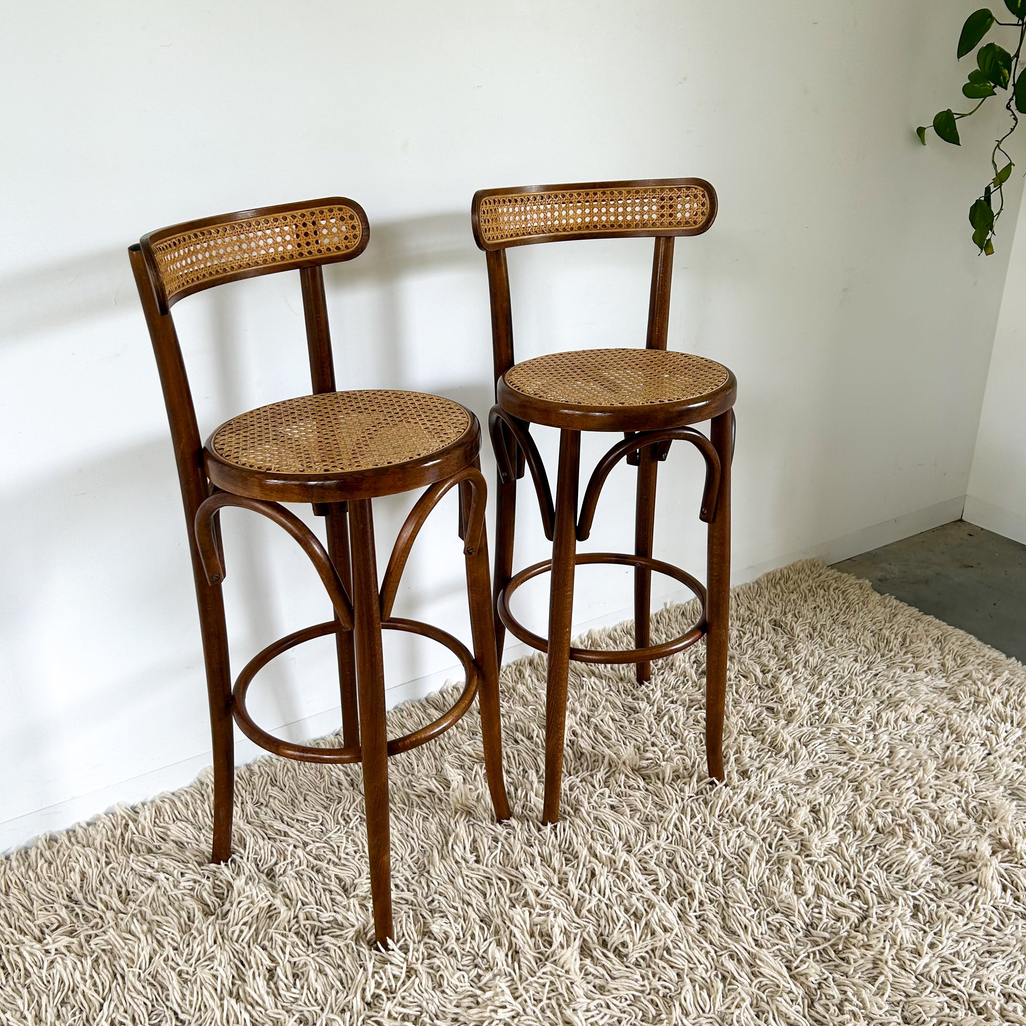 RATTAN BENTWOOD BAR STOOLS