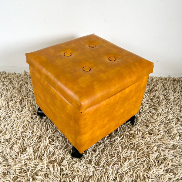 MUSTARD VINYL BOX FOOTSTOOL