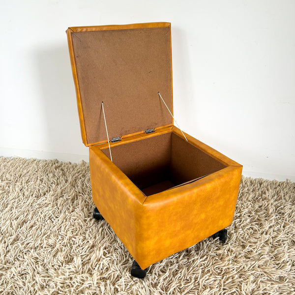 MUSTARD VINYL BOX FOOTSTOOL