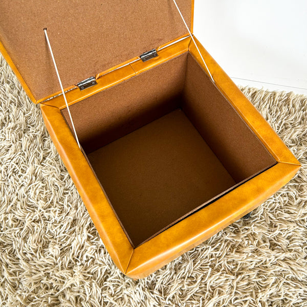 MUSTARD VINYL BOX FOOTSTOOL