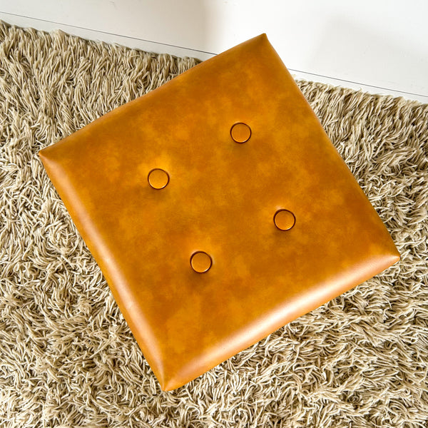 MUSTARD VINYL BOX FOOTSTOOL