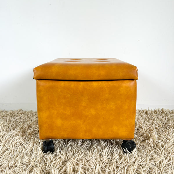 MUSTARD VINYL BOX FOOTSTOOL