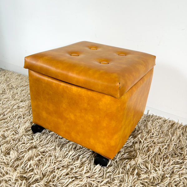 MUSTARD VINYL BOX FOOTSTOOL