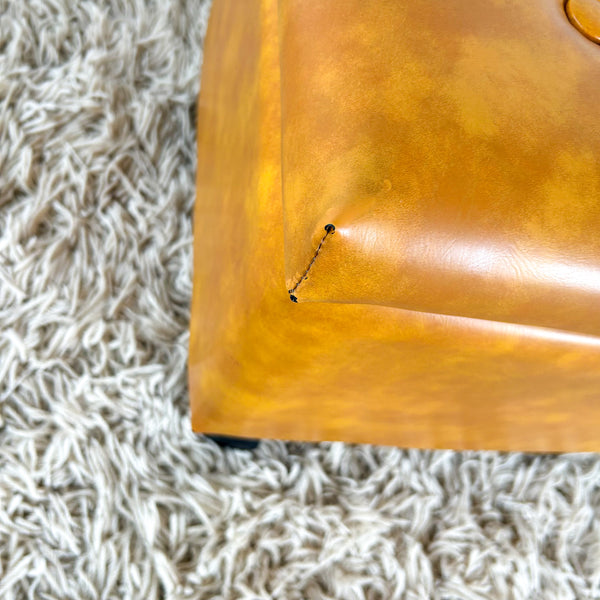 MUSTARD VINYL BOX FOOTSTOOL