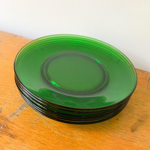 GREEN GLASS SIDE PLATES