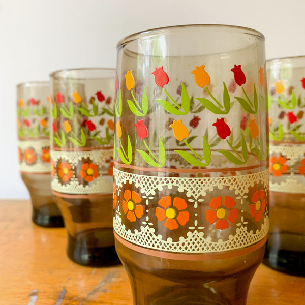 PAINTED SMOKY DRINKING GLASSES