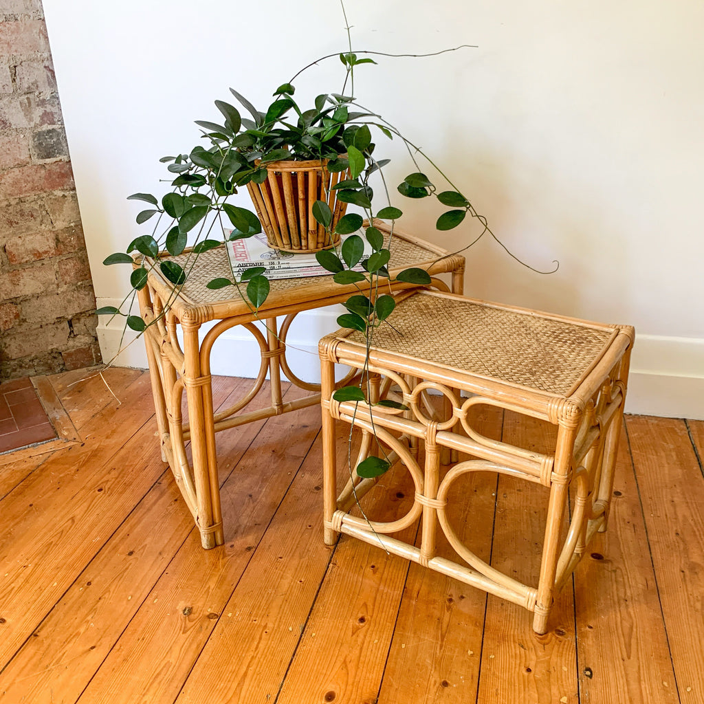 Small Rectangular Rattan Nesting Table RATTAN NESTING TABLES