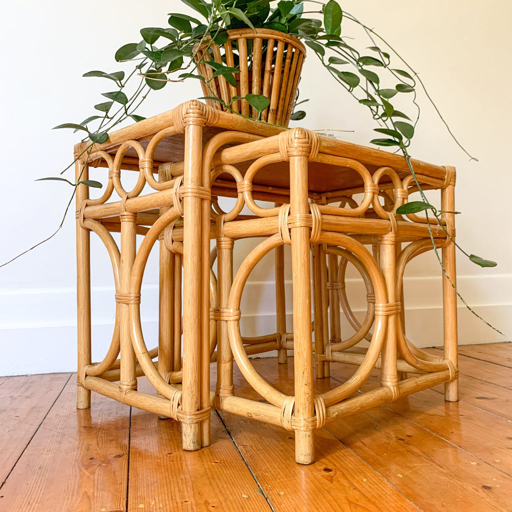 Small Rectangular Rattan Nesting Table RATTAN NESTING TABLES