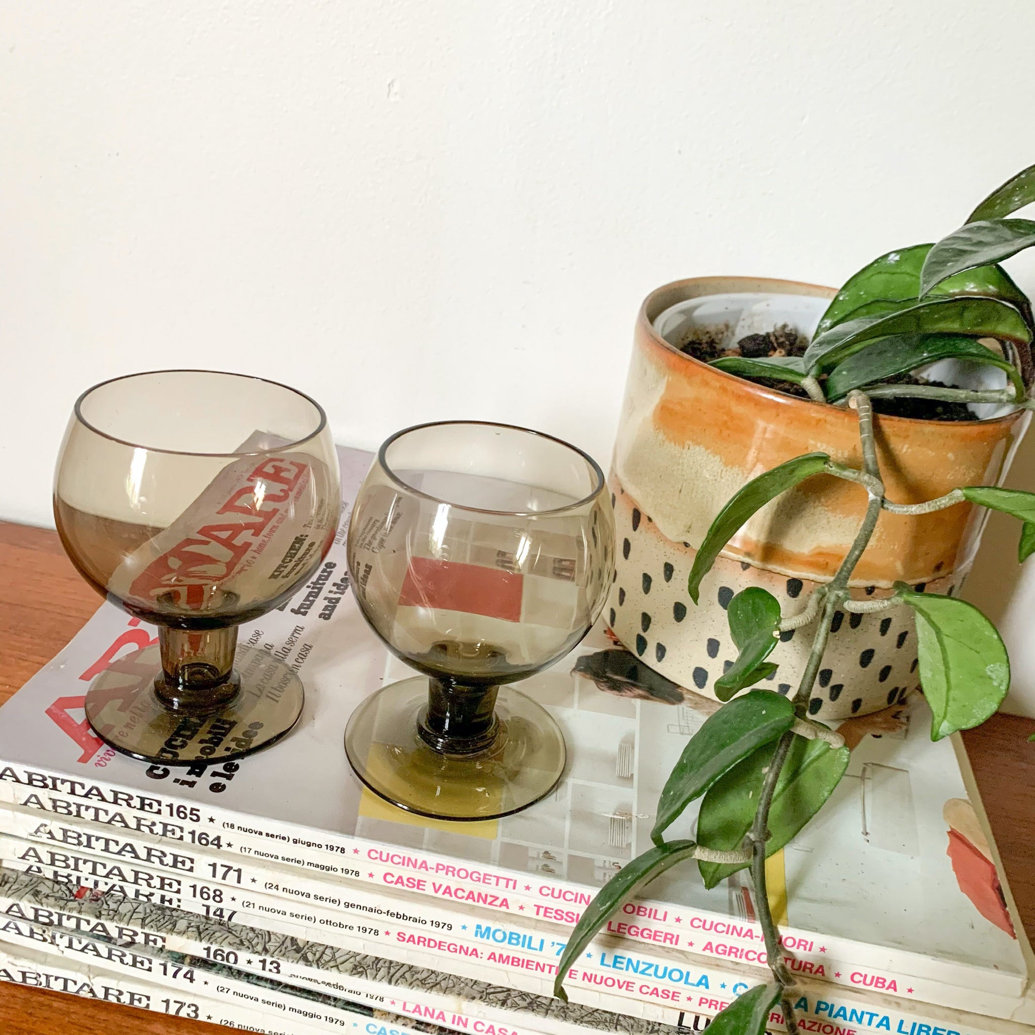 SMOKY WINE GOBLETS - HEY JUDE WORKSHOP • Vintage furniture & wares.