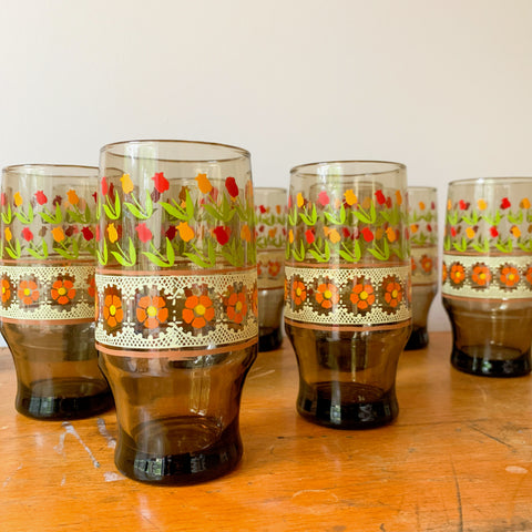 PAINTED SMOKY DRINKING GLASSES