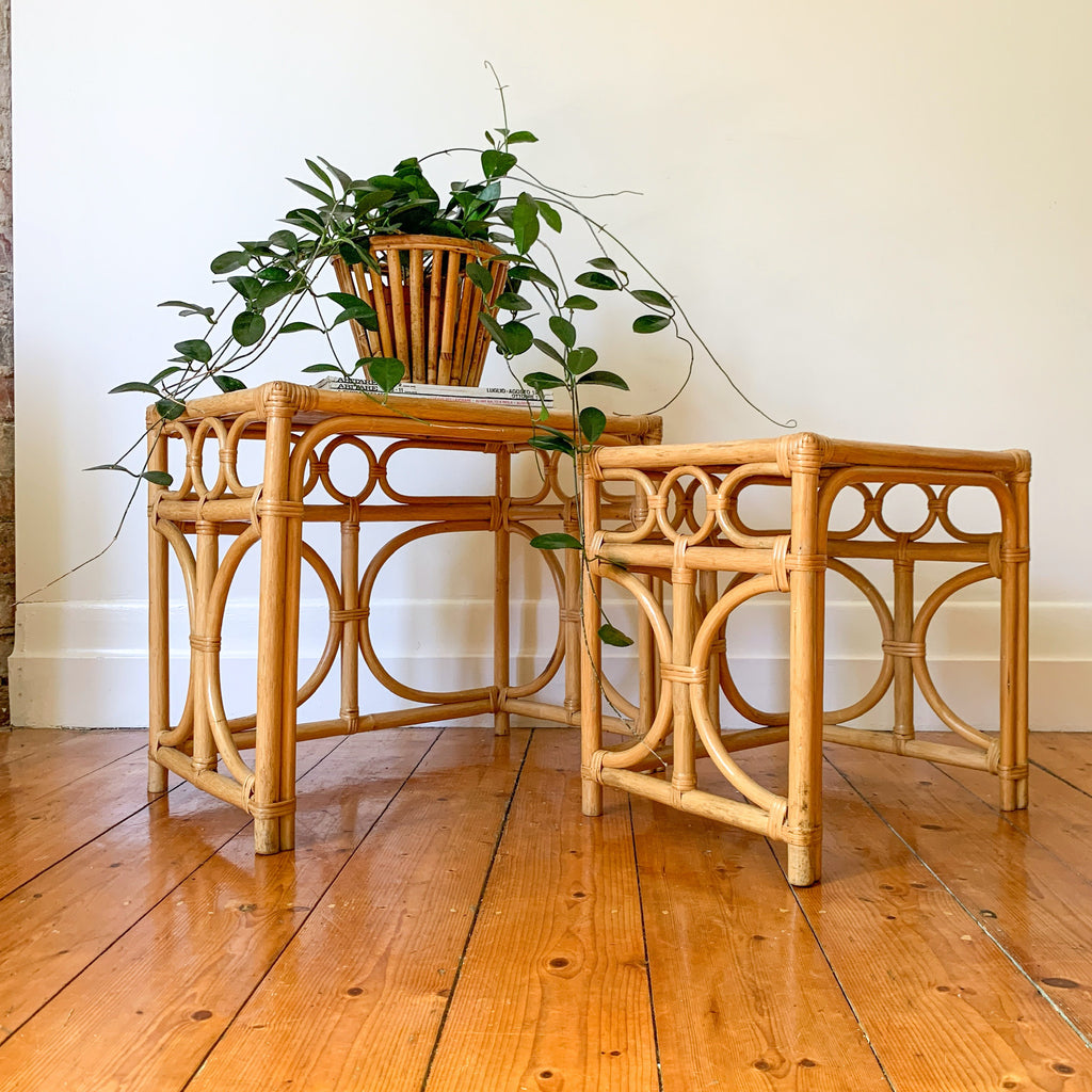 Small Rectangular Rattan Nesting Table RATTAN NESTING TABLES