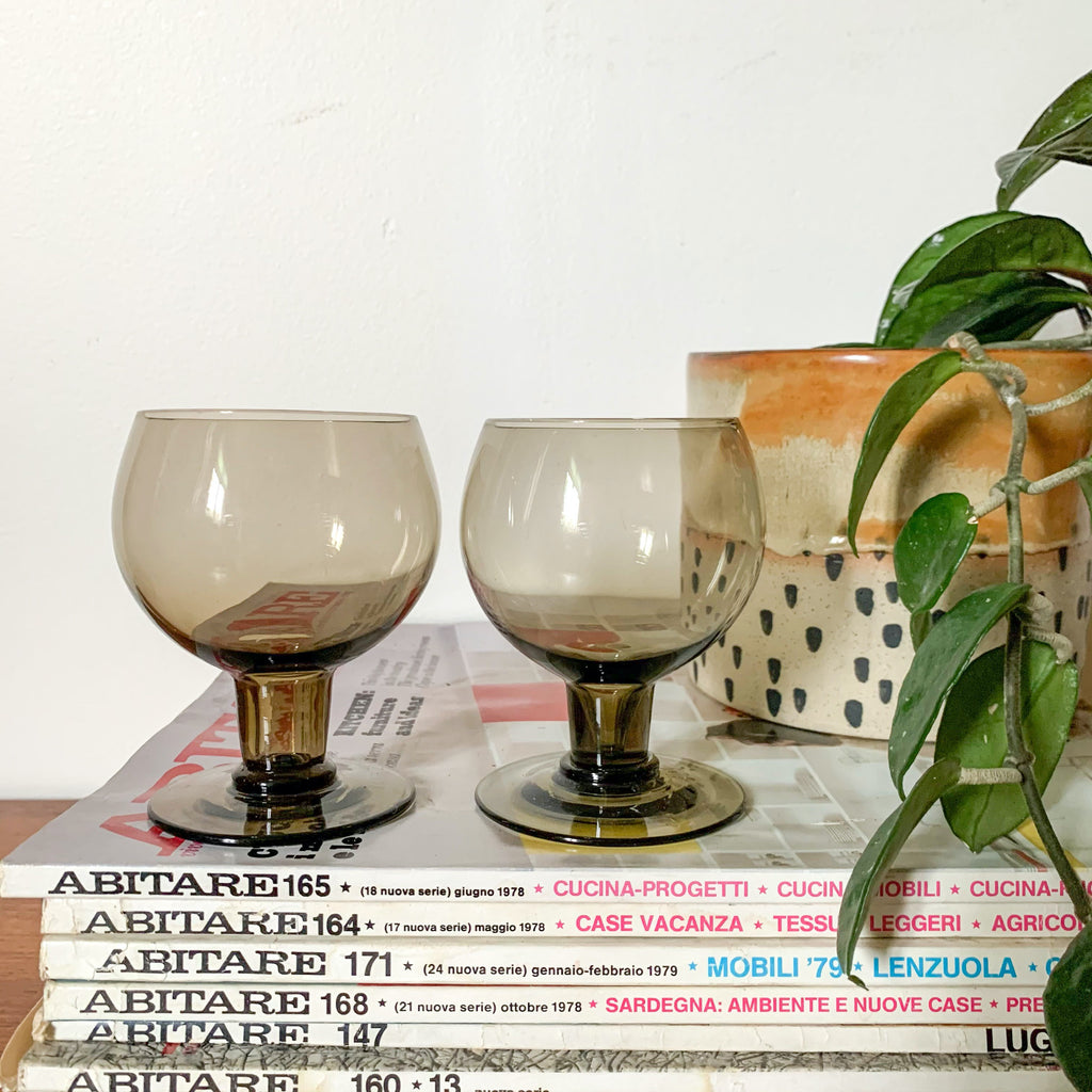 SMOKY WINE GOBLETS - HEY JUDE WORKSHOP • Vintage furniture & wares.