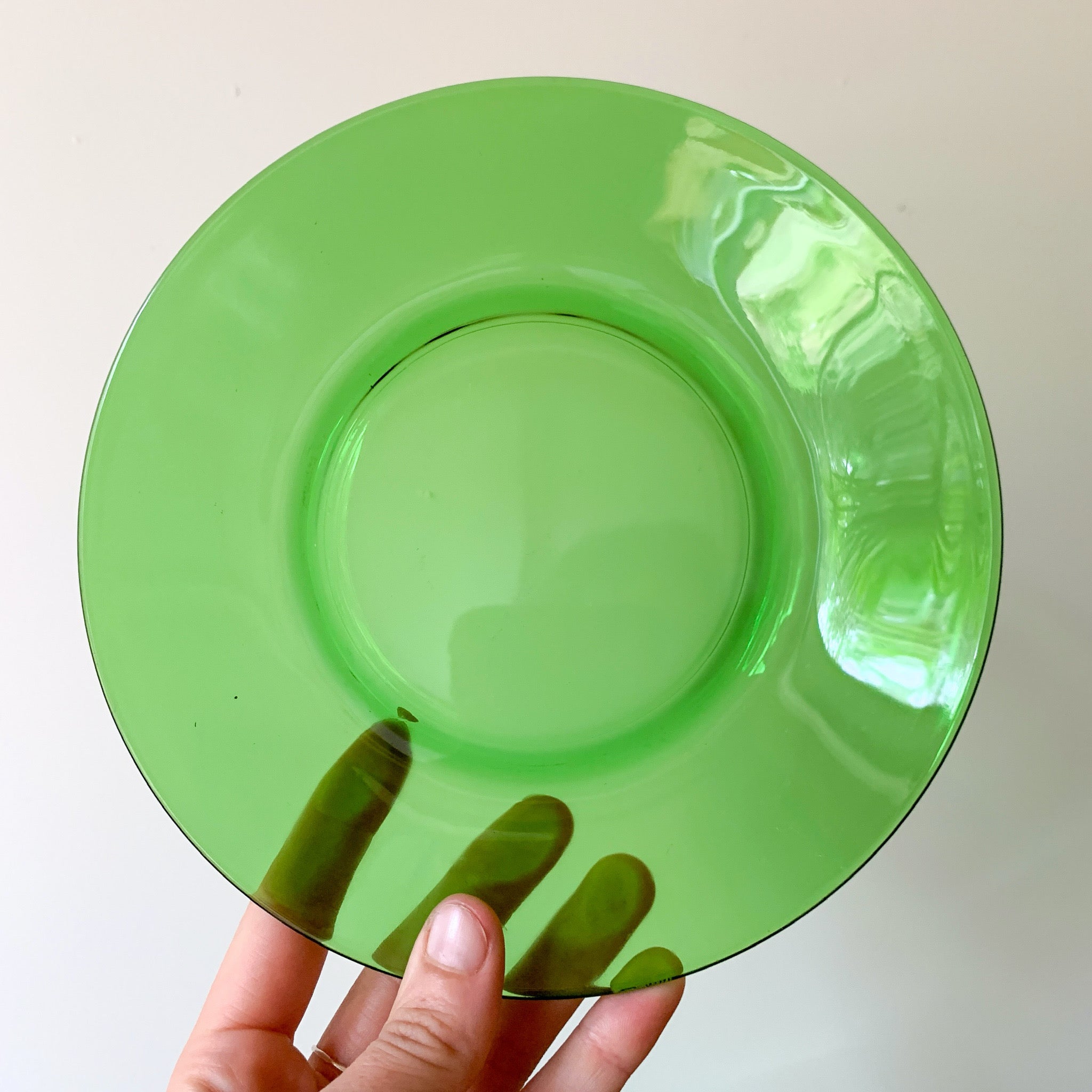 GREEN GLASS SIDE PLATES