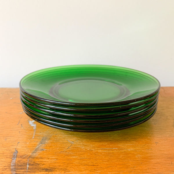 GREEN GLASS SIDE PLATES