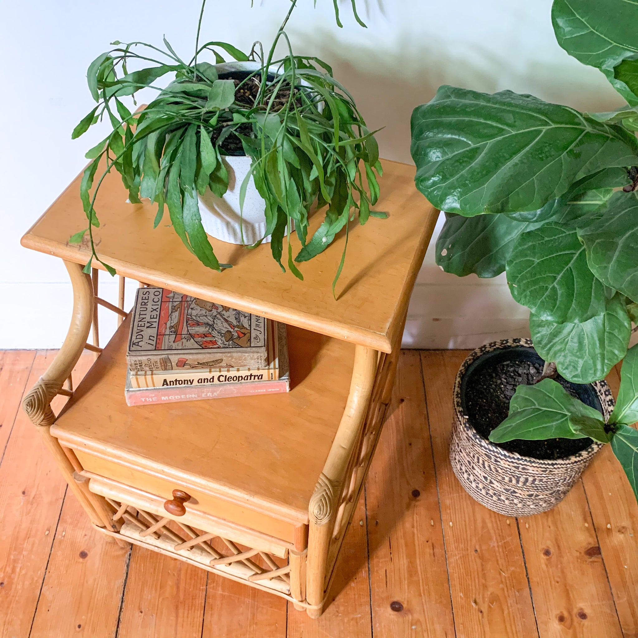 RATTAN BEDSIDE TABLE