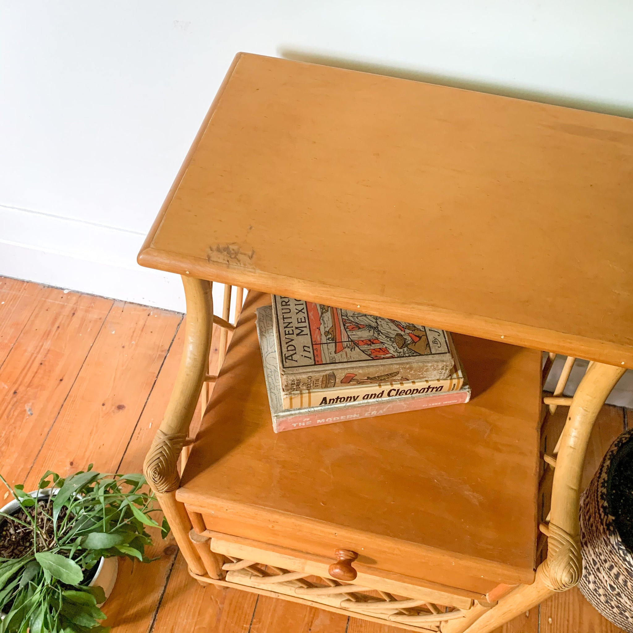 RATTAN BEDSIDE TABLE