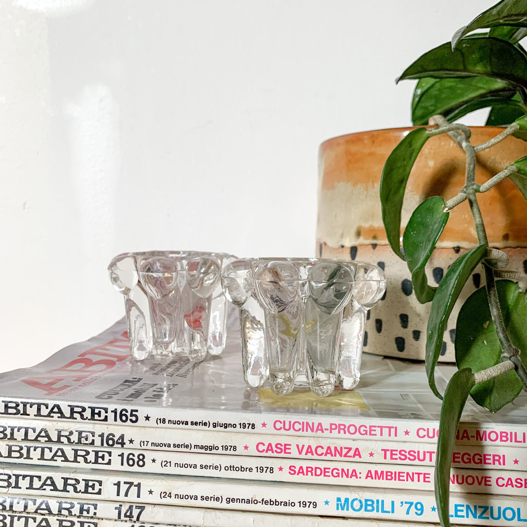 GLASS CANDLE HOLDERS