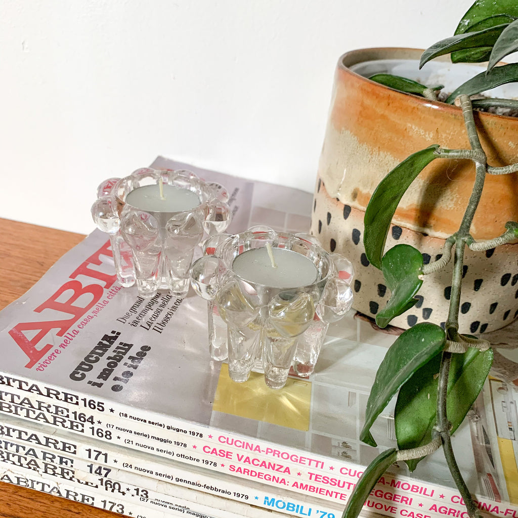 GLASS CANDLE HOLDERS