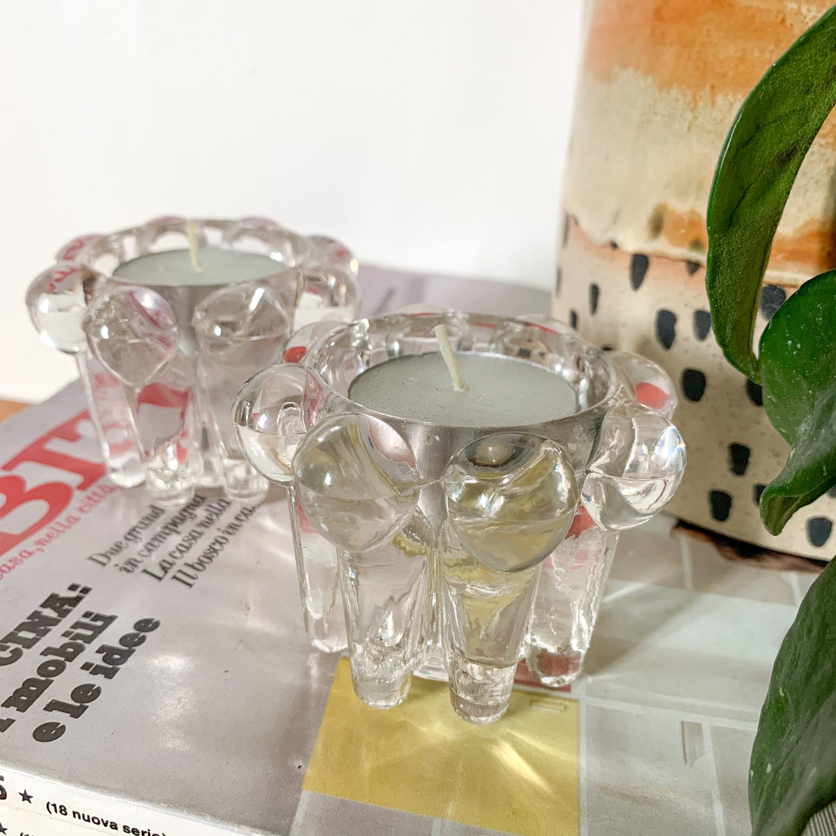 GLASS CANDLE HOLDERS
