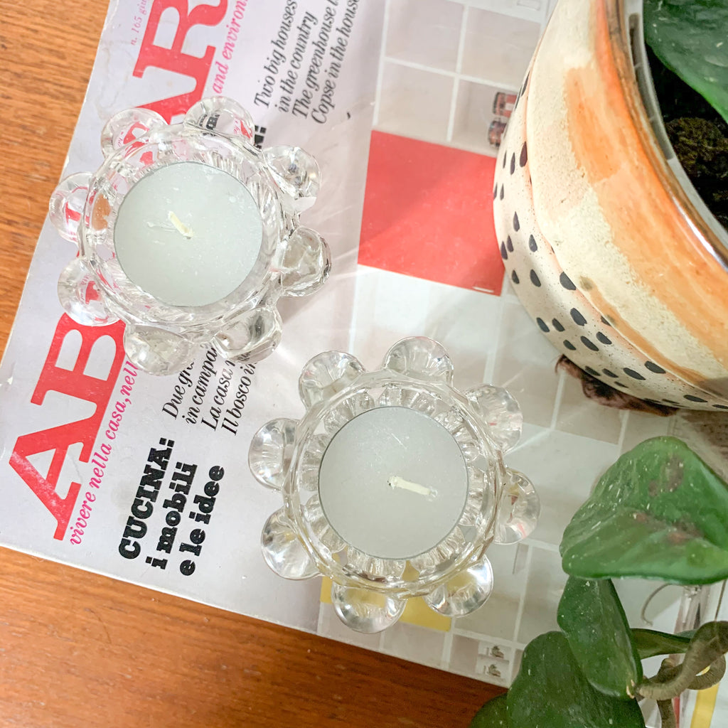 GLASS CANDLE HOLDERS