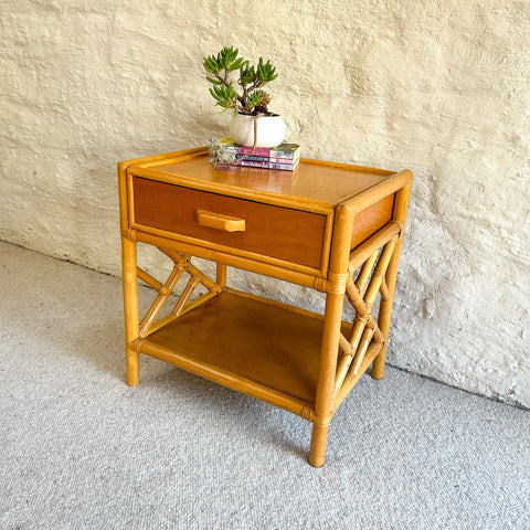 RATTAN BEDSIDE TABLE