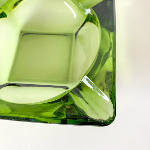GREEN GLASS ASHTRAY
