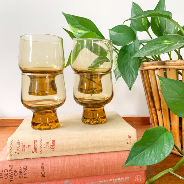 AMBER DRINKING GLASSES - HEY JUDE WORKSHOP • Vintage furniture & wares.