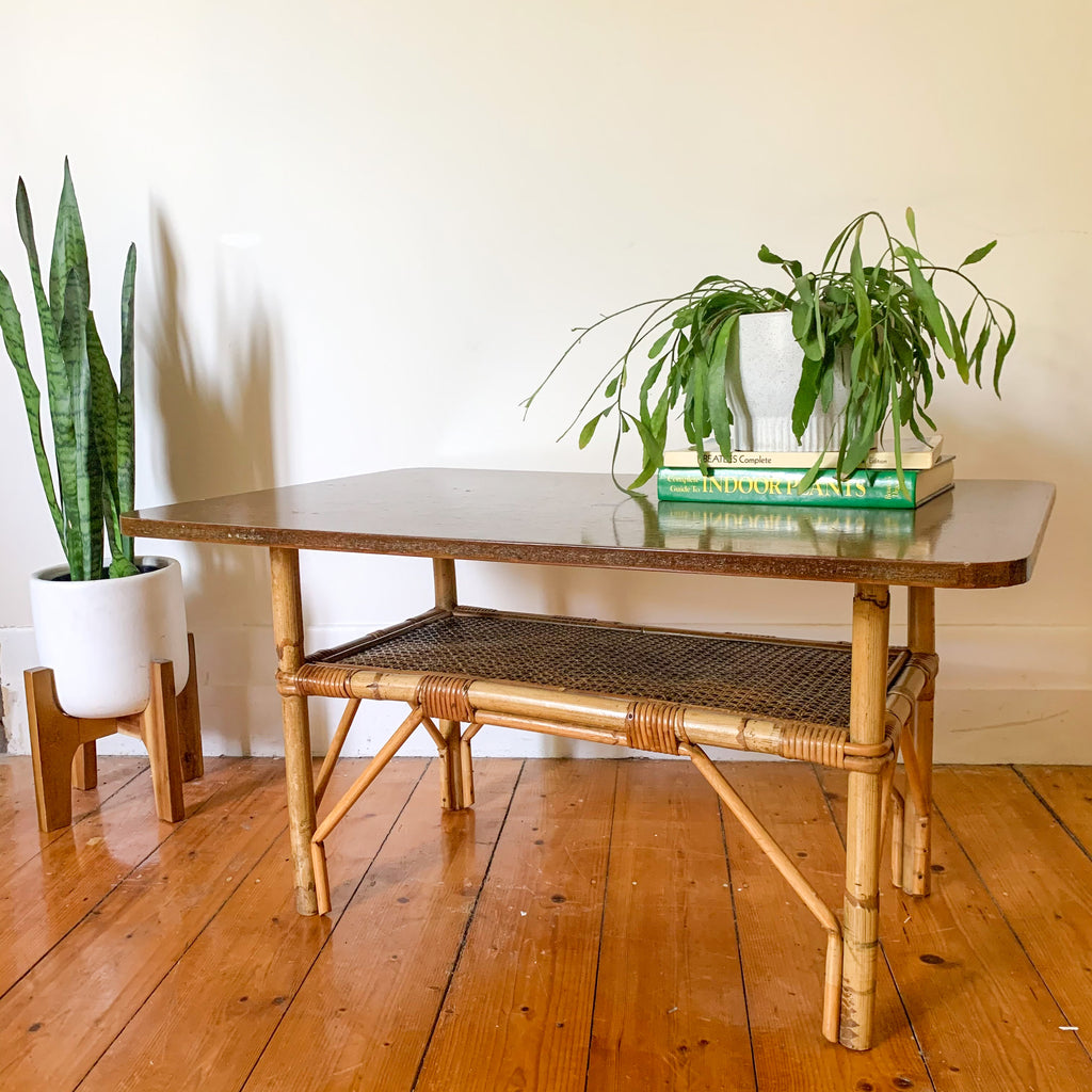 RATTAN BASE COFFEE TABLE - HEY JUDE WORKSHOP • Vintage furniture & wares.