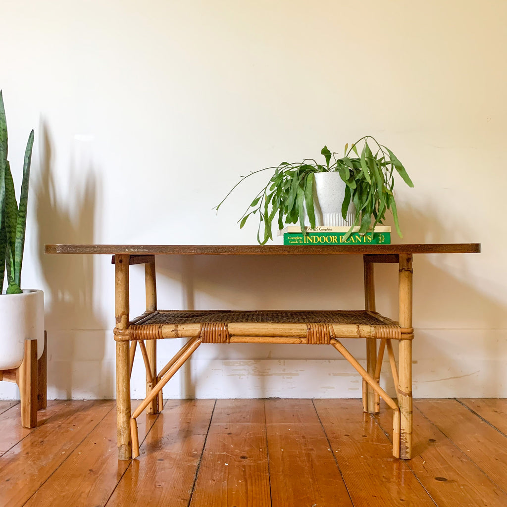 RATTAN BASE COFFEE TABLE - HEY JUDE WORKSHOP • Vintage furniture & wares.