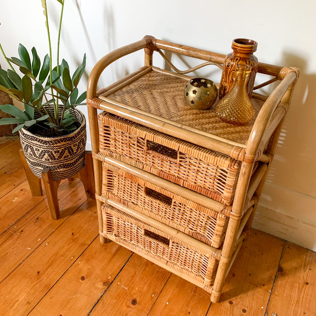 RATTAN BASKET DRAWERS - HEY JUDE WORKSHOP • Vintage furniture & wares.