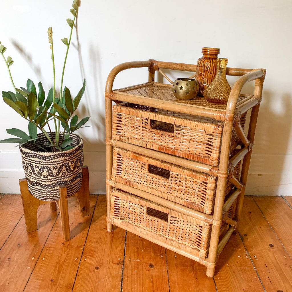 RATTAN BASKET DRAWERS - HEY JUDE WORKSHOP • Vintage furniture & wares.