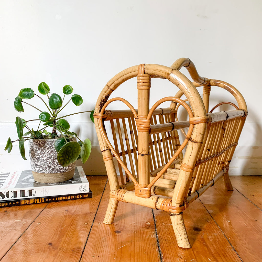 RATTAN MAGAZINE RACK - HEY JUDE WORKSHOP • Vintage furniture & wares.
